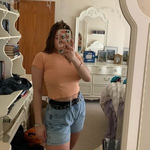 Pink ruffle crop top